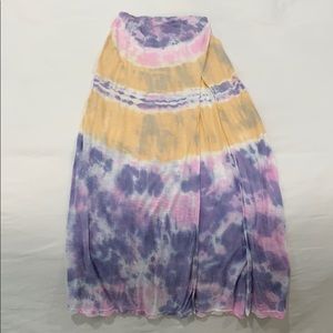 Tie-Dye Cotton long skirt w/ slit